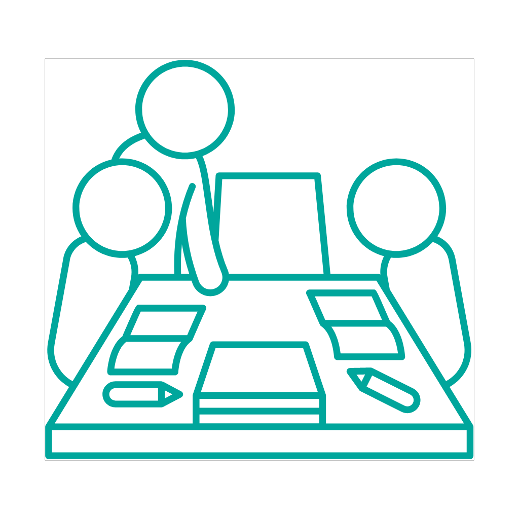 icono de reunión de 3 personas