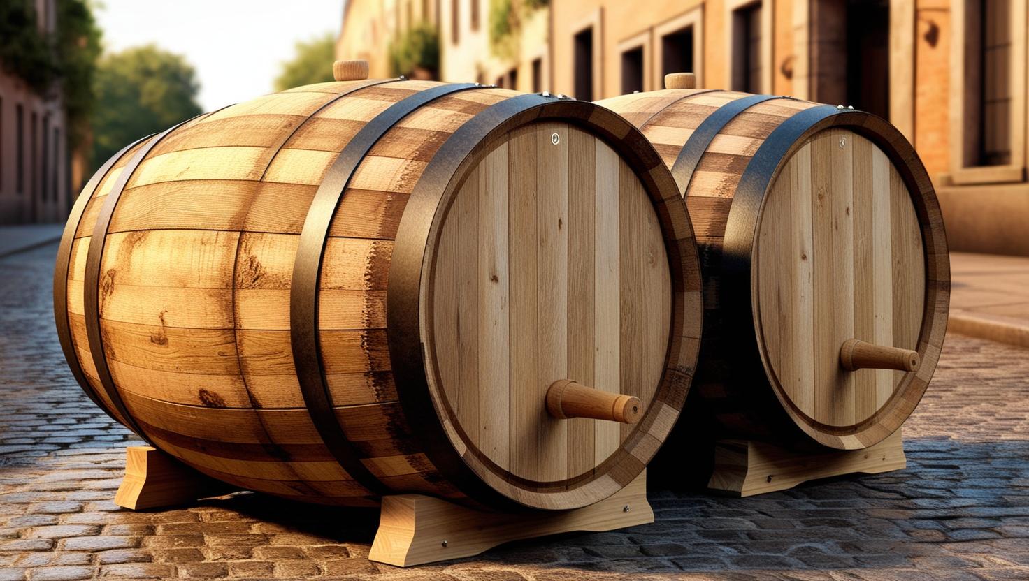 barriles de vino en medio de la calle