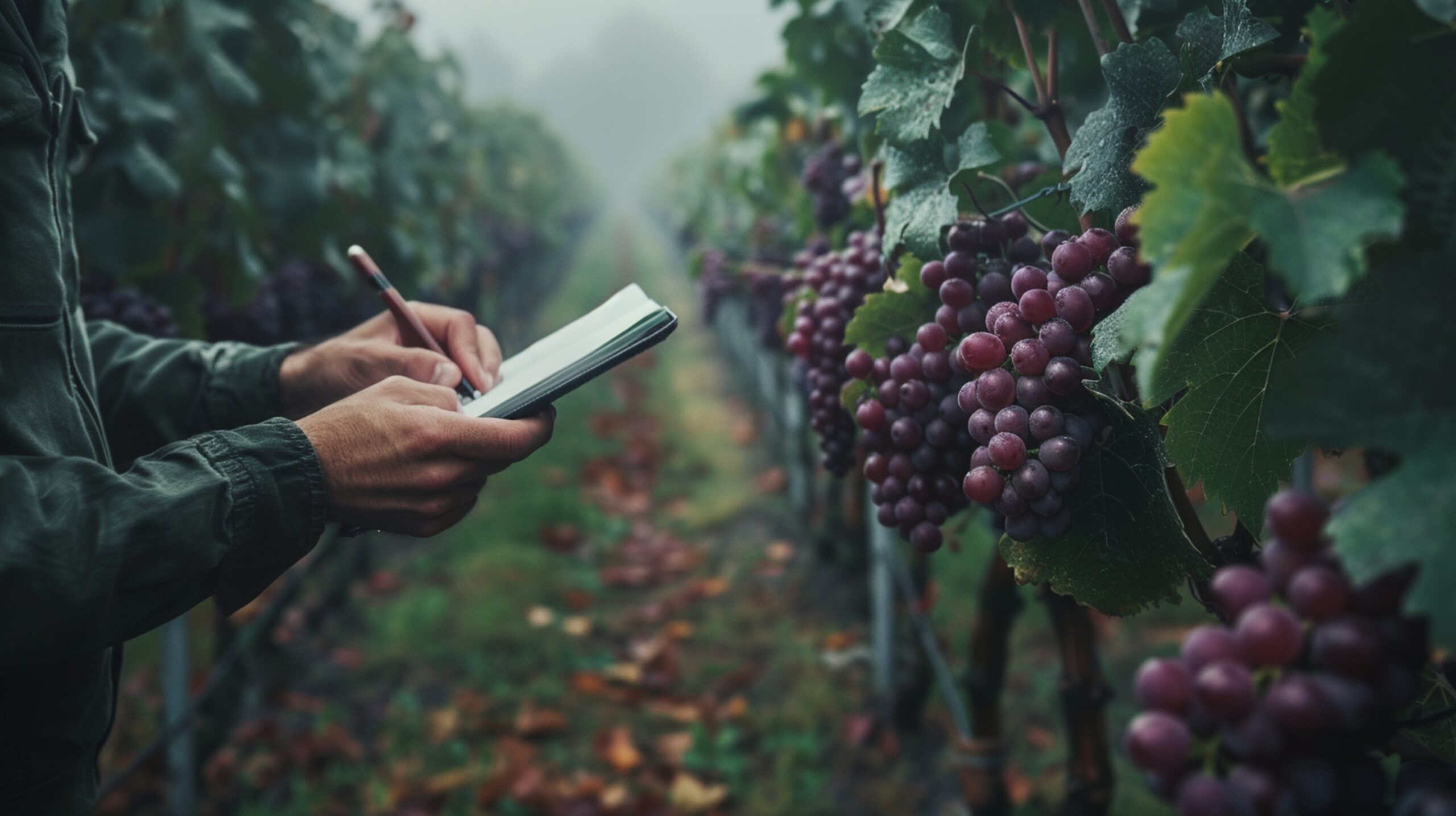 Viñedo de uvas rojas al estilo cinematográfico