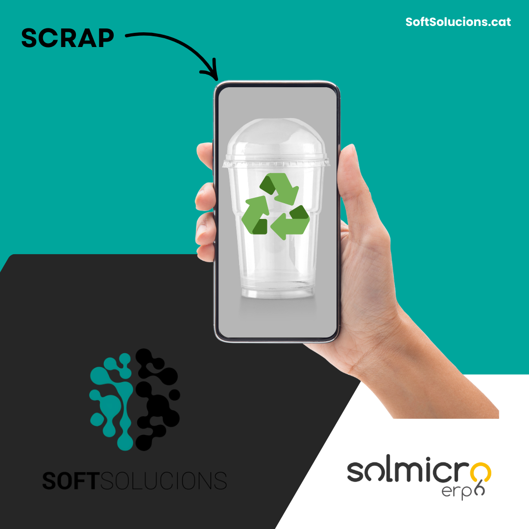 teléfono sujetado por una mano con imagen de un vaso con el logo de reciclaje